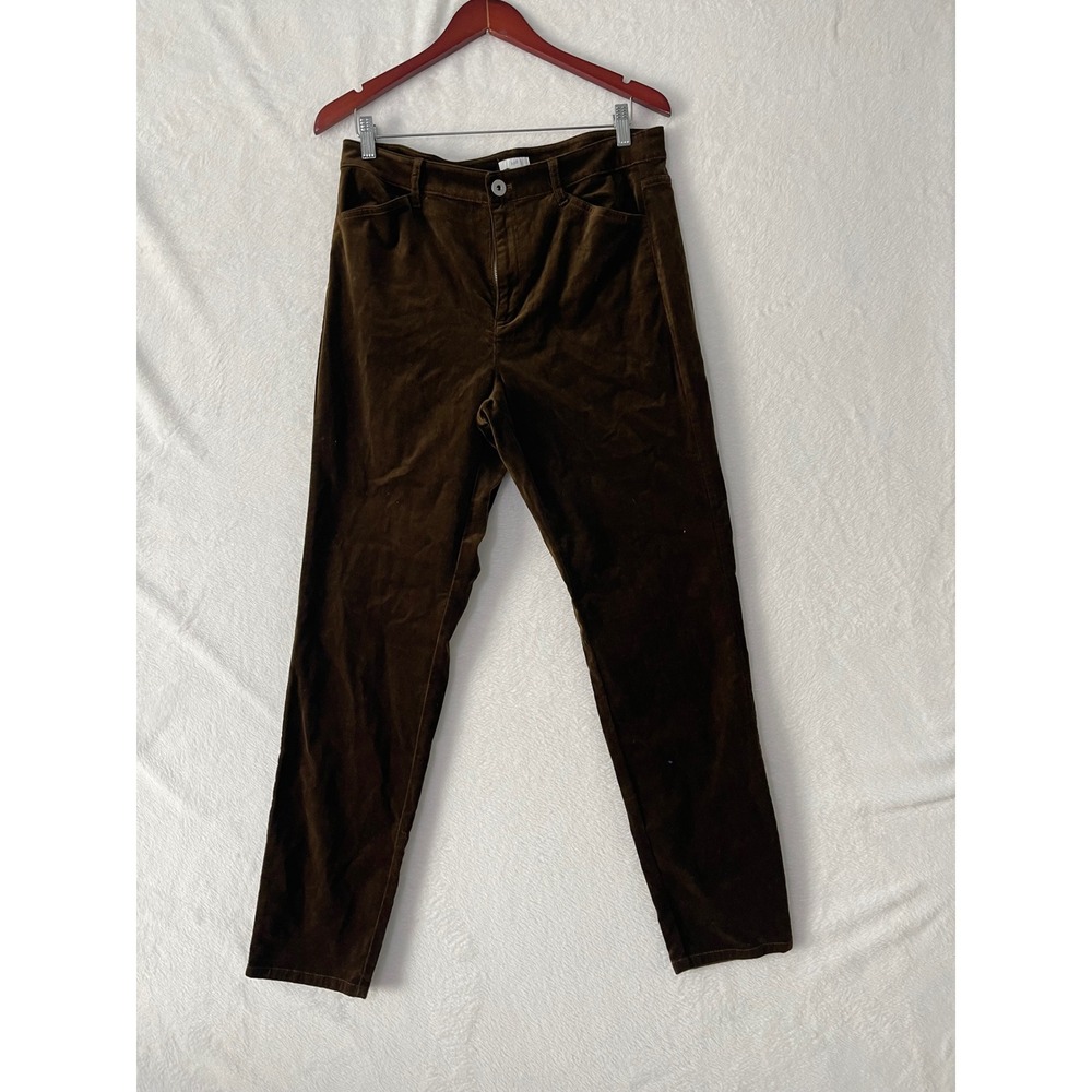 J. Jill Deep Olive Velvet Straight Leg Pants Tall Size 12T NWT